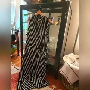 Anne Klein | Dresses | Black And White Stripe Drawstring Anne Klein Midi  Dress | Poshmark